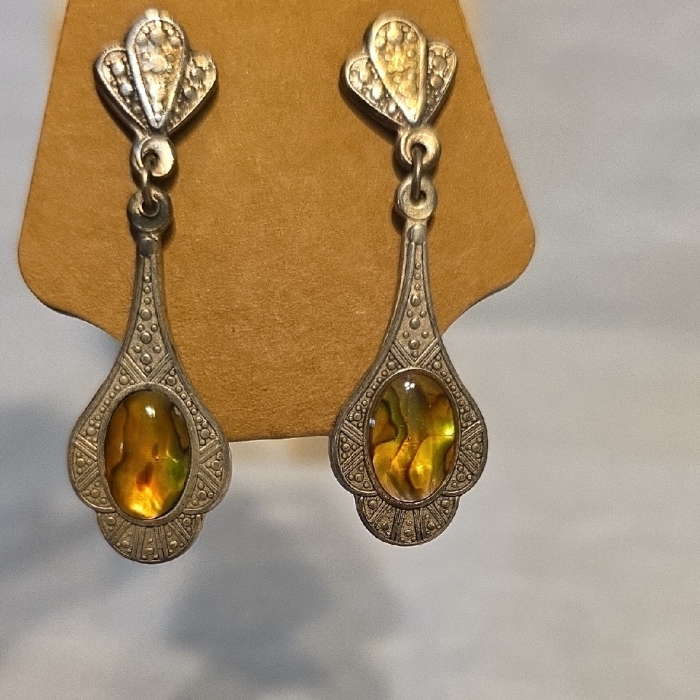 Source Unknown Silver and Gold Drop Earrings